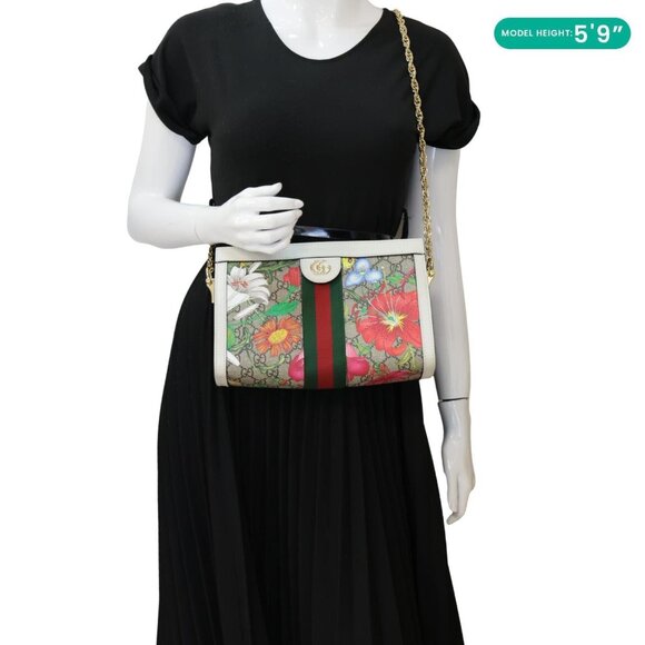 Gucci  Ophidia Web Small GG Floral Canvas Chain Shoulder Bag Off White 503877 - Picture 2 of 13